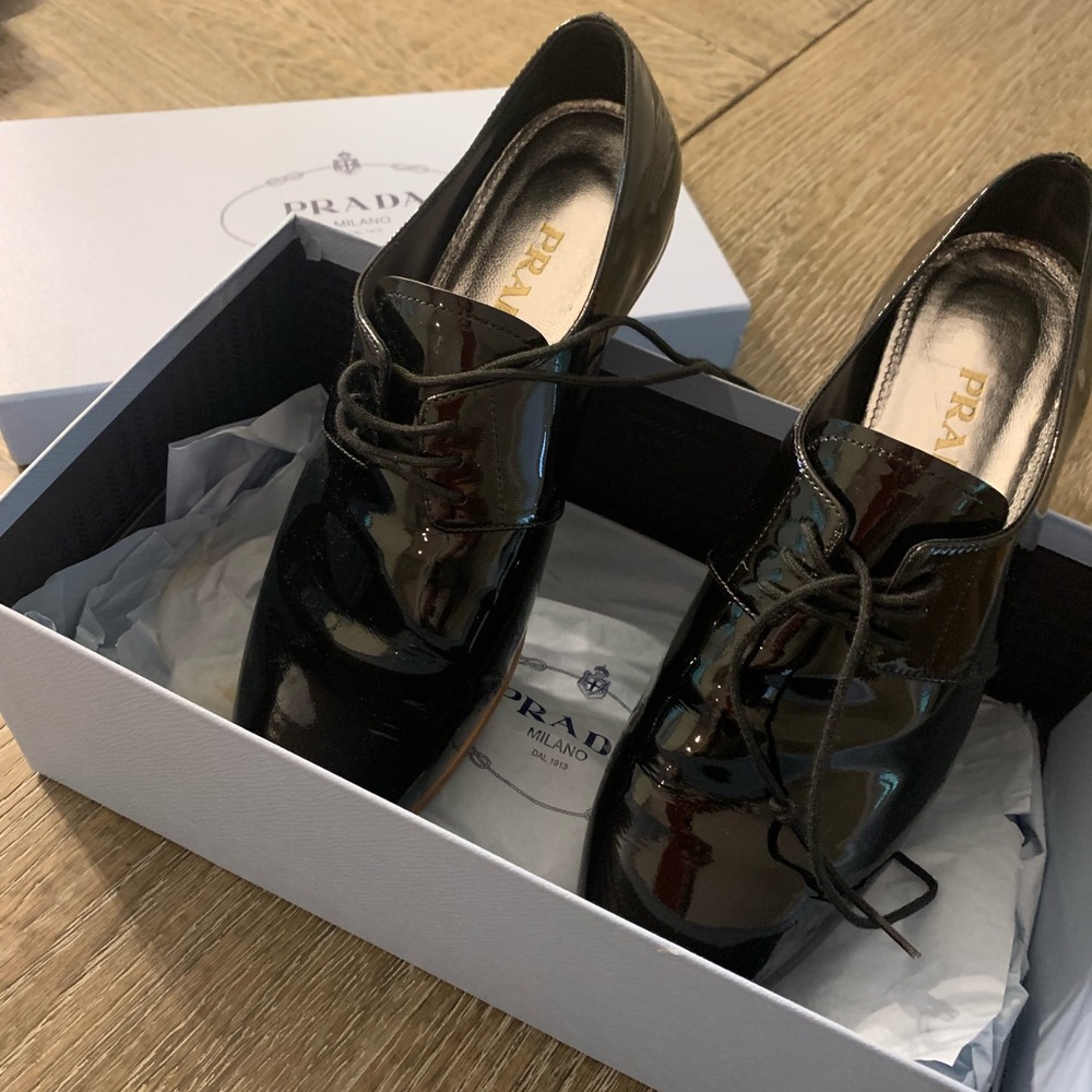 Prada, Black Patent Loaders, NWT , Never worn, original box. 37.5